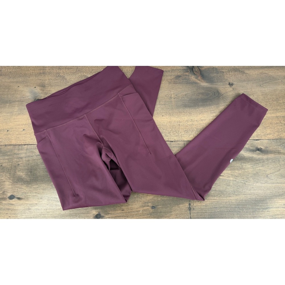 Calia Womens Powermove 7/8 Pocket Leggings Maroon Size Small Active Yoga Gym